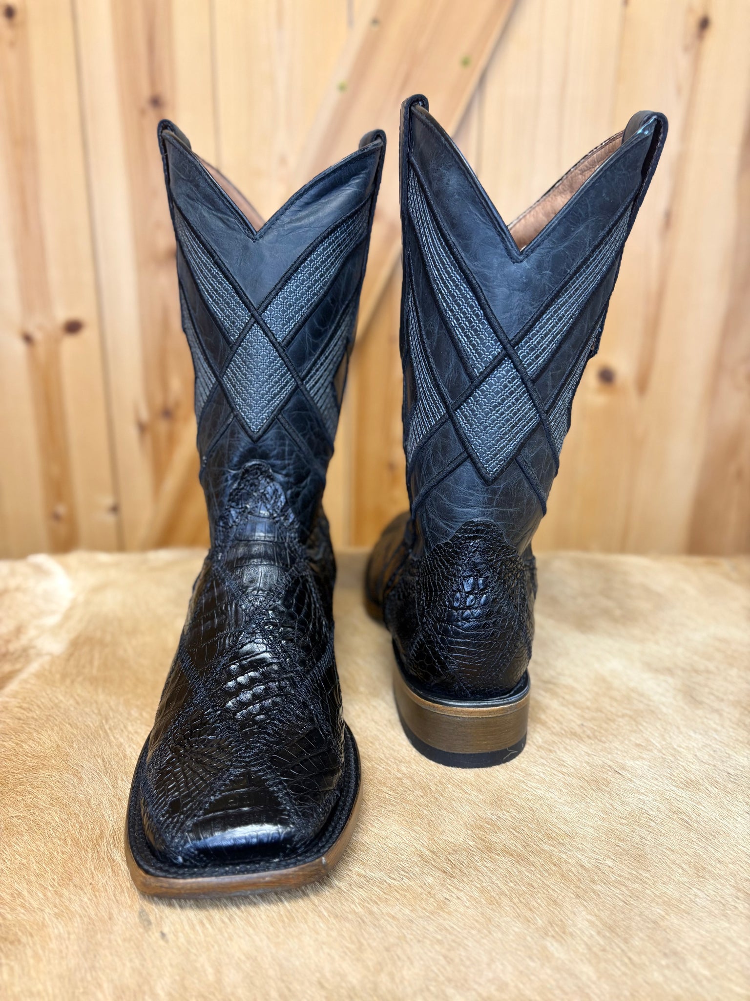 Black Crocodile Belly Patchwork