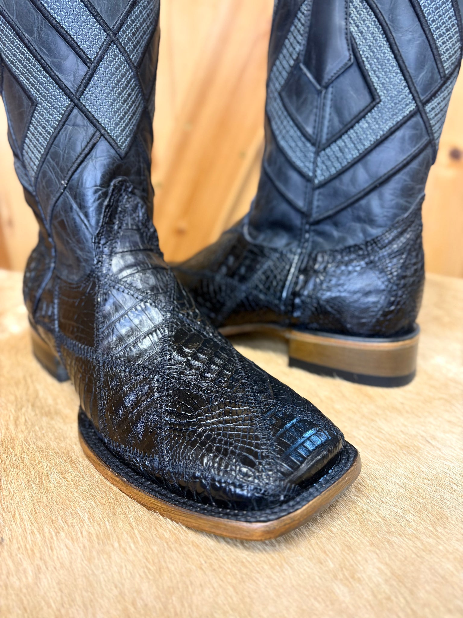 Black Crocodile Belly Patchwork