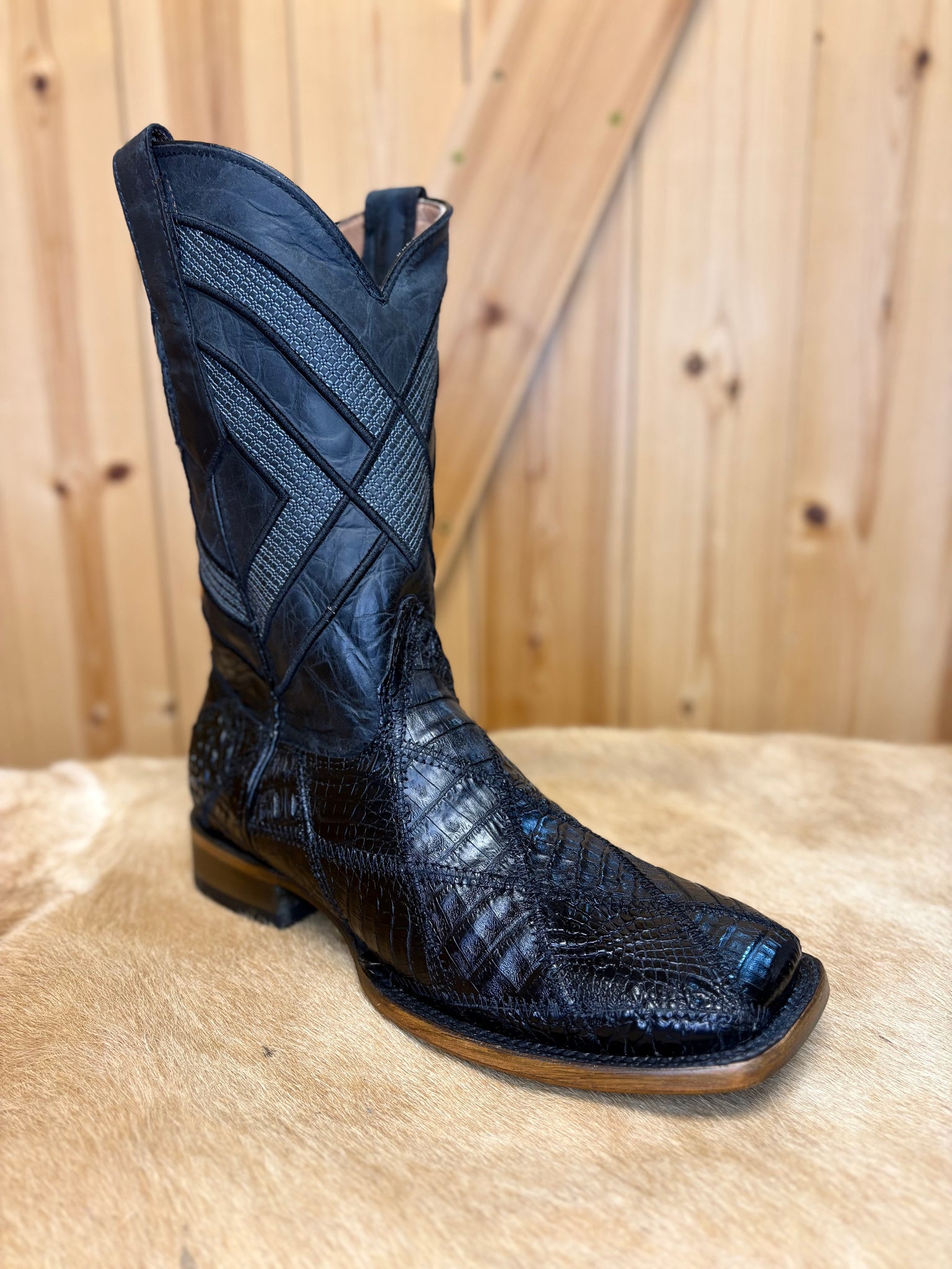 Black Crocodile Belly Patchwork