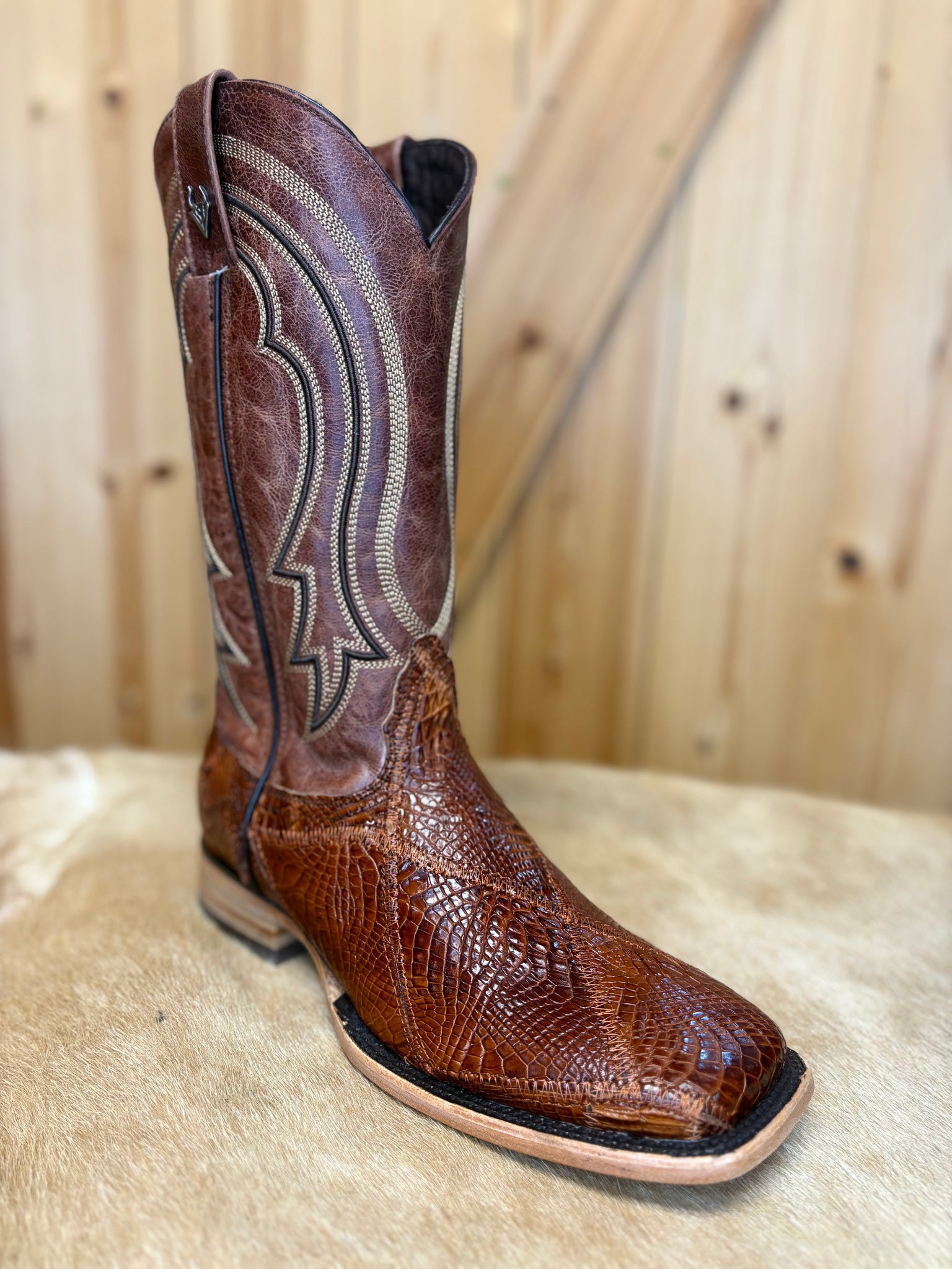 Cognac Crocodile Belly Patchwork