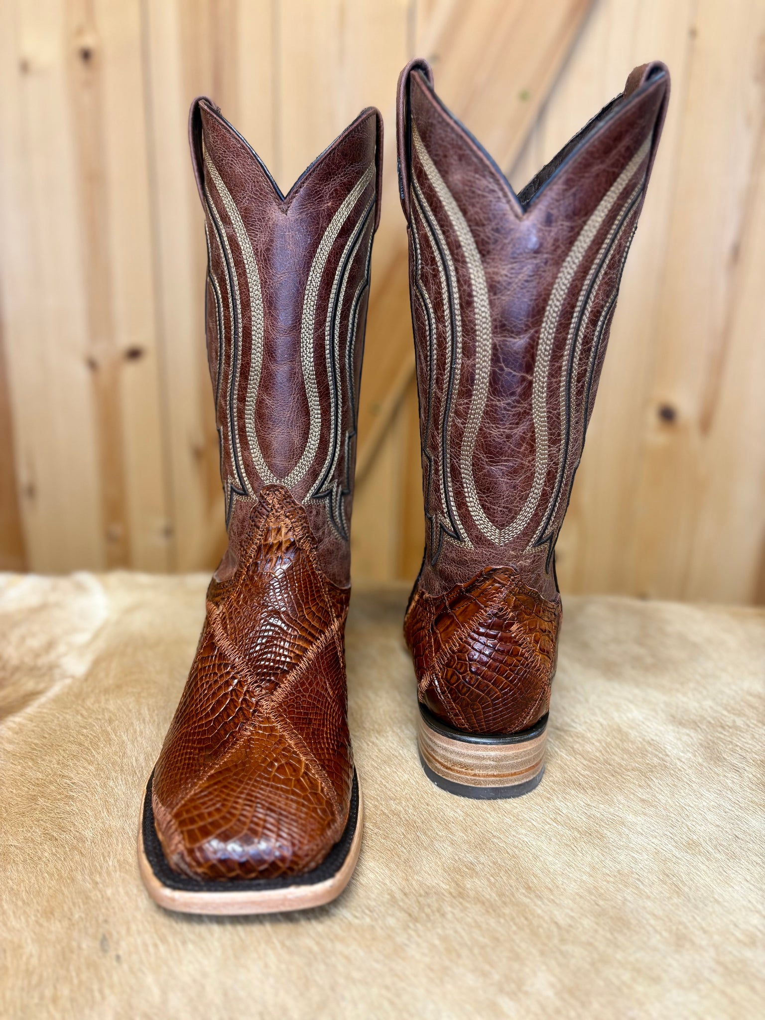 Cognac Crocodile Belly Patchwork